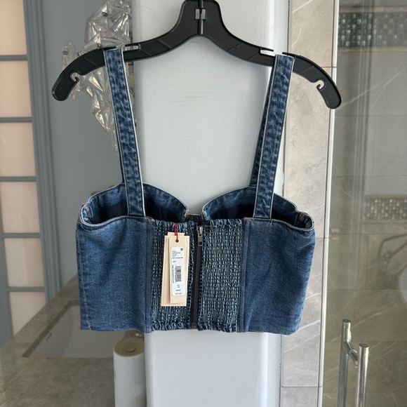 Alice + Olivia Jeanna Denim Bustier Crop Top - Picture 10 of 10